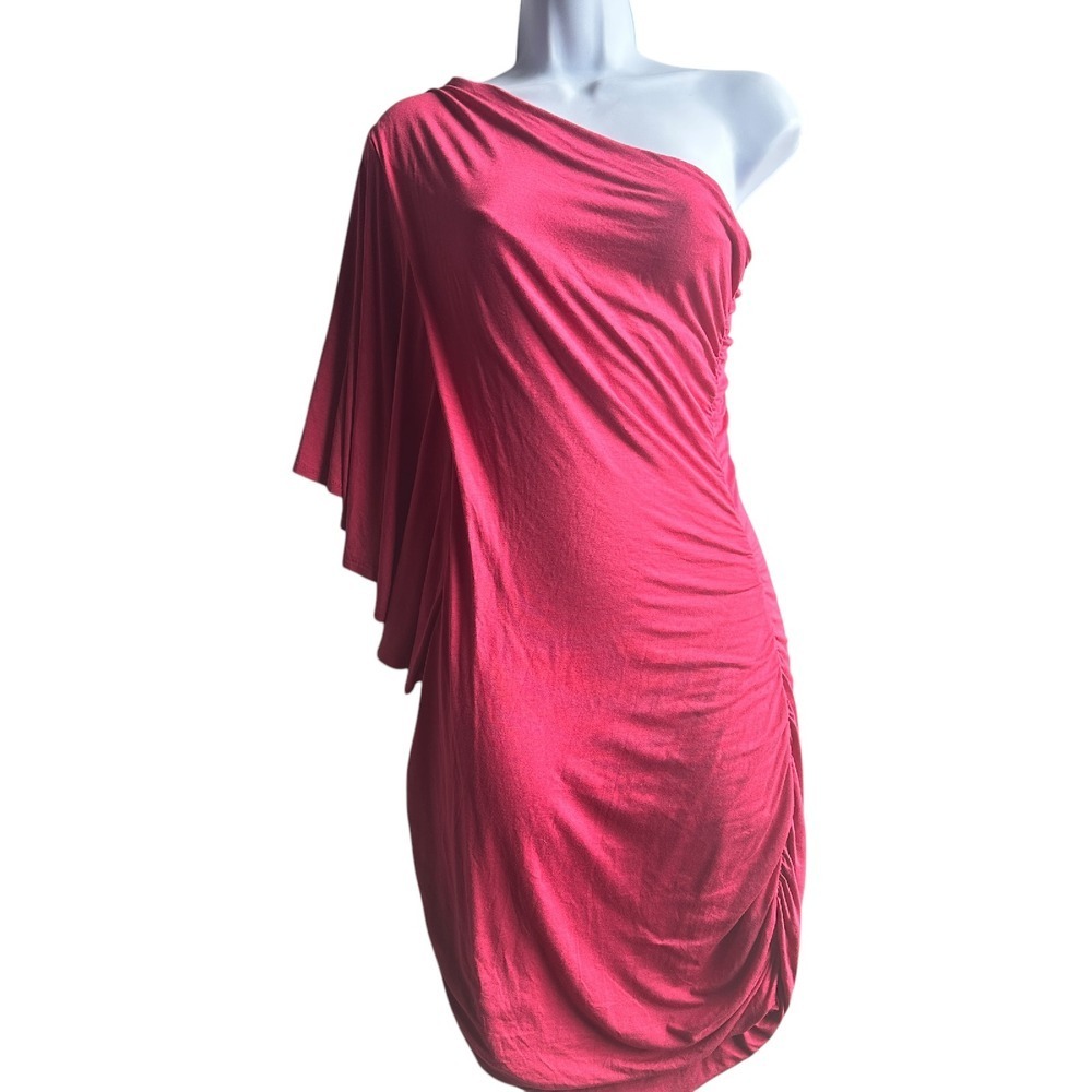 Lush One Shoulder Dress Ruched Bodycon Party Cocktail‎ Raspberry Small NWOT